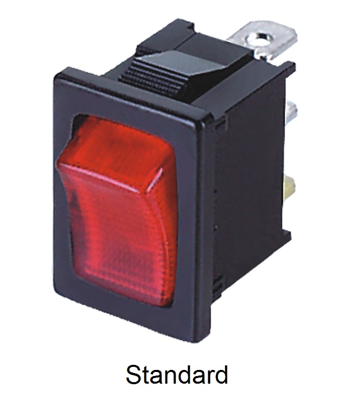 Miniature Rocker Switch Illuminated, SP, cut out 19.4* 13 mm