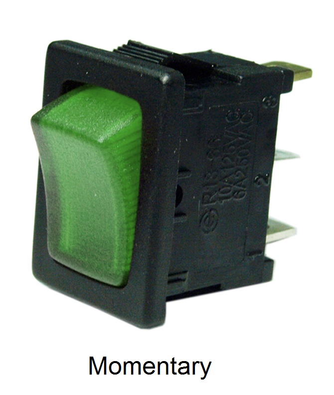 Miniature Rocker Switch Illuminated, SP, cut out 19.4* 13 mm