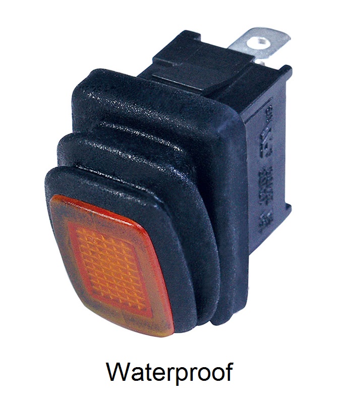 Miniature Rocker Switch Illuminated, SP, cut out 19.4* 13 mm